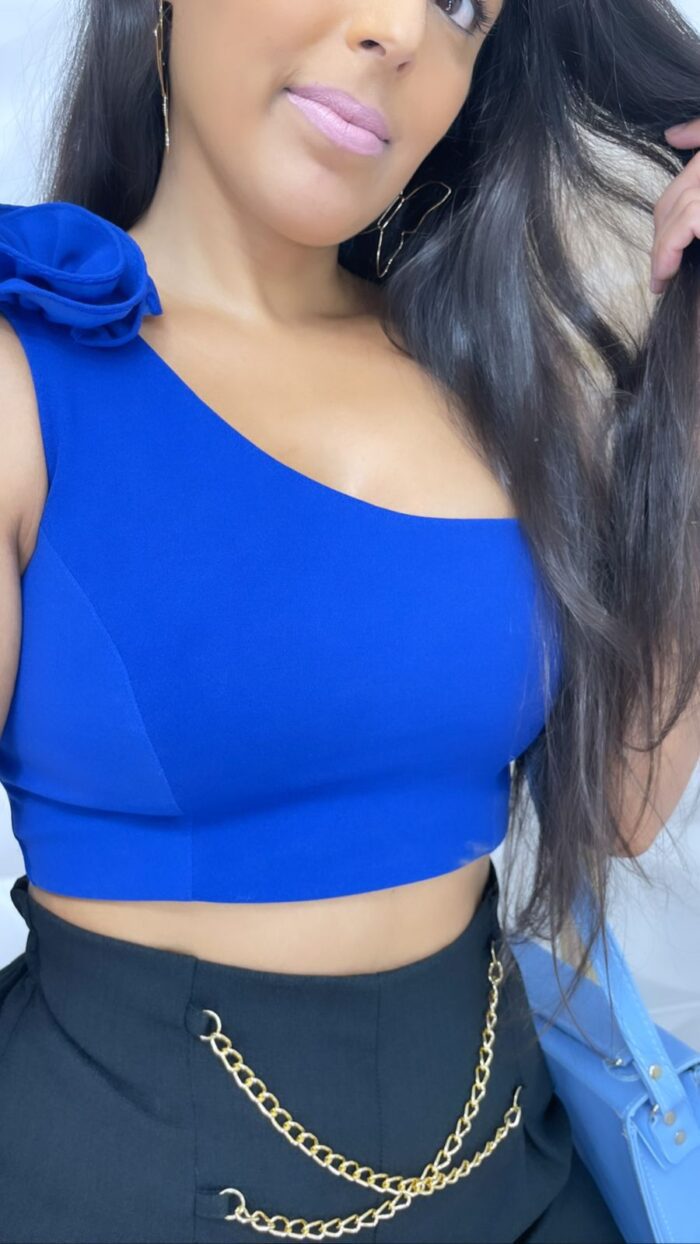Cropped Nula Manga Azul - Image 2