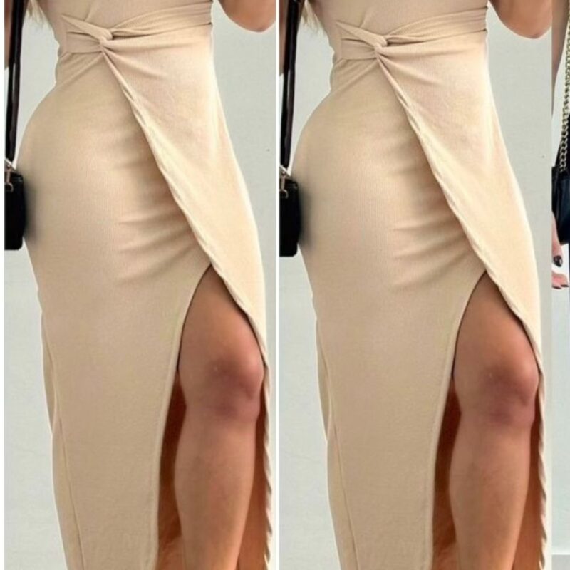 Vestido Transpassado Bege