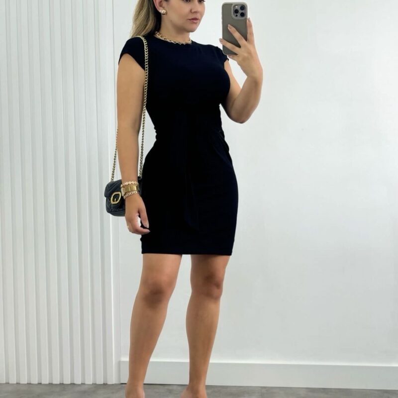 Vestido Amarração Frontal Preto